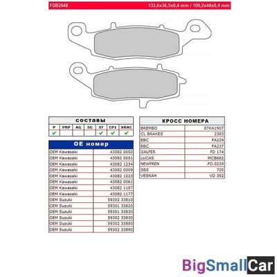 Тормозные колодки FERODO FDB2048P - купить Ахтарском