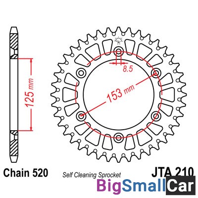 Звезда ведомая JT JTA210.51 аллюминий - купить Ахтарском